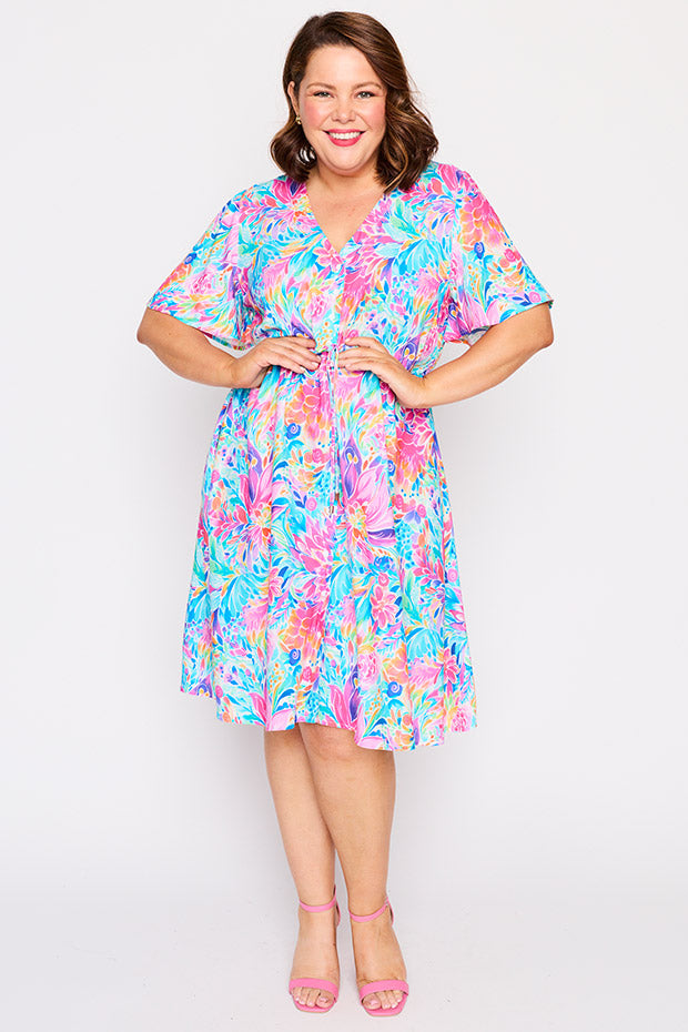 Jaz Rainbow Bloom Dress – Rainbow Bloom knee length dress