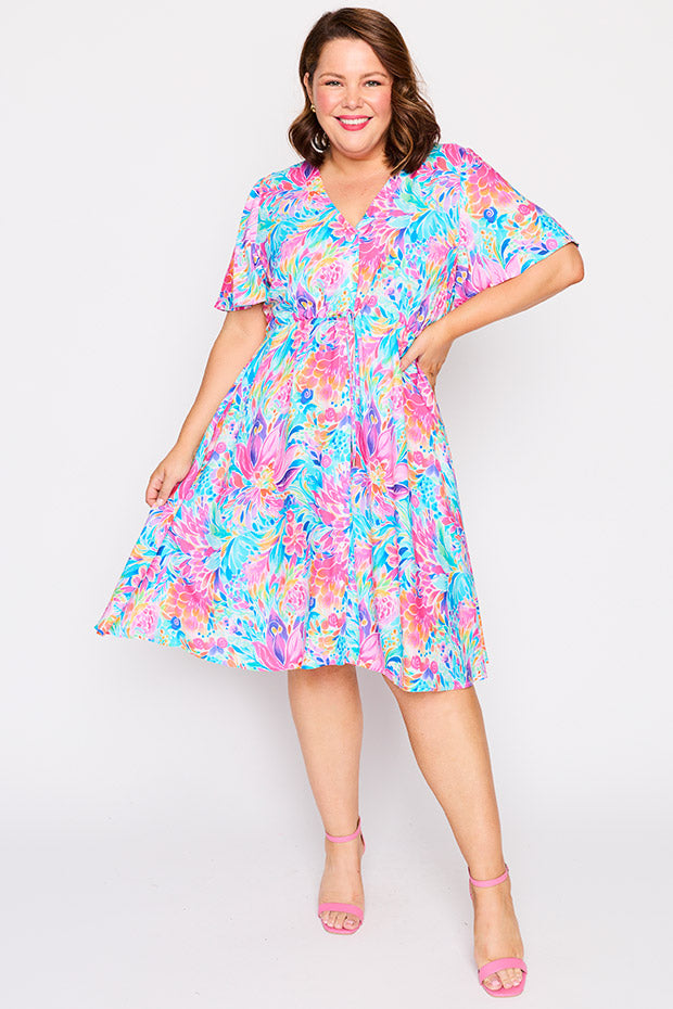 Jaz Rainbow Bloom Dress – Rainbow Bloom knee length dress