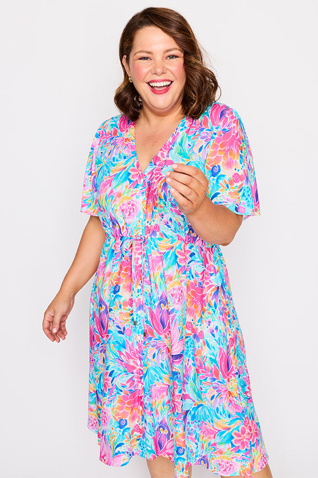 Jaz Rainbow Bloom Dress – Rainbow Bloom knee length dress