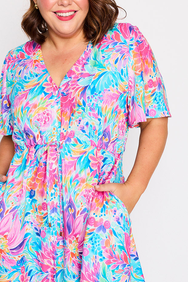Jaz Rainbow Bloom Dress – Rainbow Bloom knee length dress