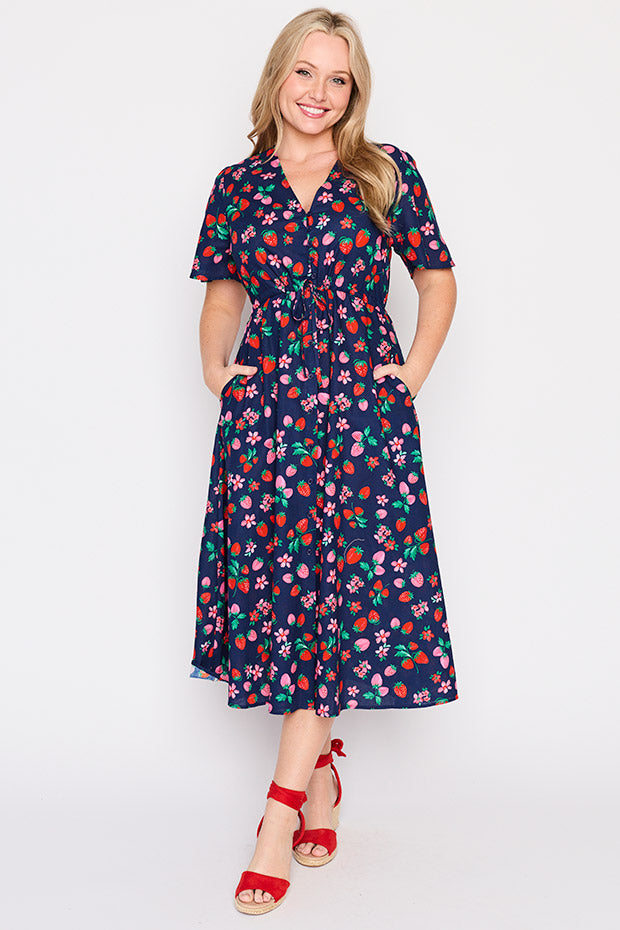 Marley Cotton Summer Berry Dress – Summer Berry midi dress