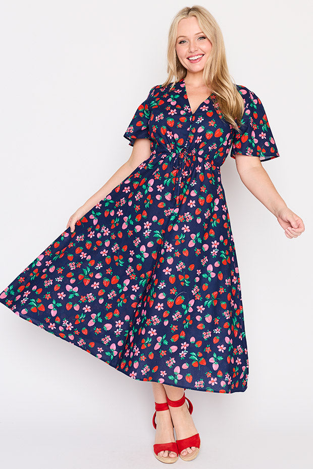 Marley Cotton Summer Berry Dress | Little Party Dress