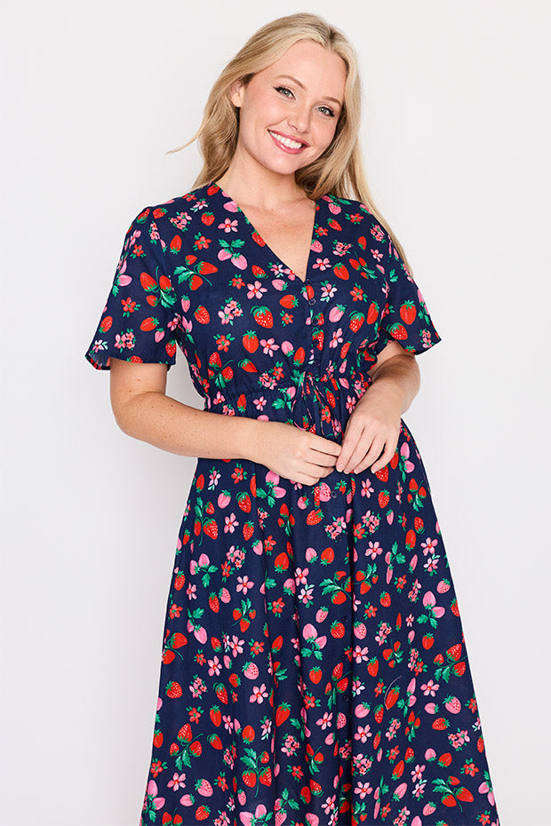 Marley Cotton Summer Berry Dress – Summer Berry midi dress