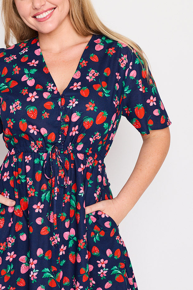 Marley Cotton Summer Berry Dress – Summer Berry midi dress