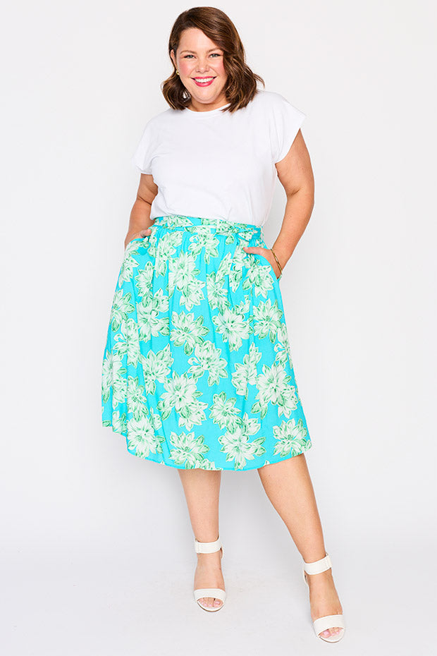 Ally Teal Magnolia Skirt – Teal Magnolia a-line skirt