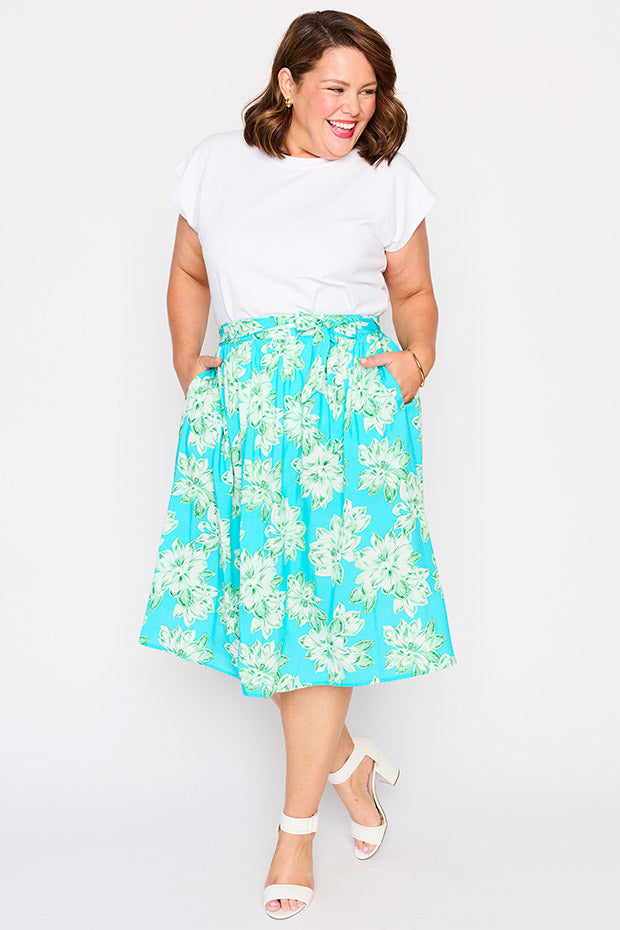 Ally Teal Magnolia Skirt – Teal Magnolia a-line skirt