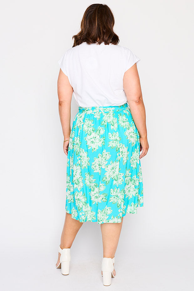 Ally Teal Magnolia Skirt – Teal Magnolia a-line skirt