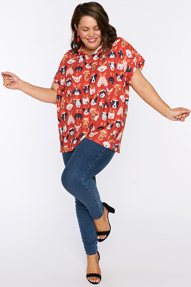 Belle Puppy Christmas Shirt – Puppy Christmas knee length dress