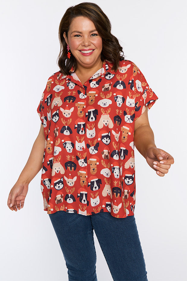 Belle Puppy Christmas Shirt – Puppy Christmas knee length dress