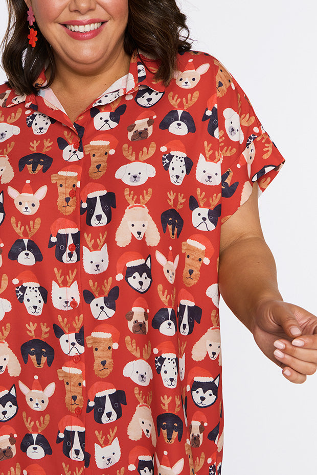 Belle Puppy Christmas Shirt – Puppy Christmas knee length dress
