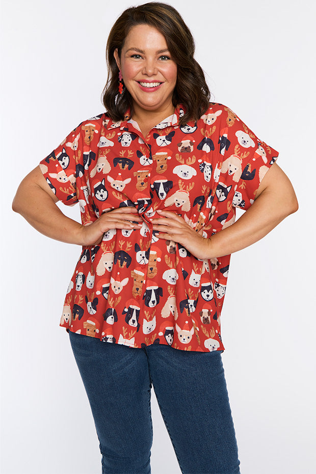 Belle Puppy Christmas Shirt – Puppy Christmas knee length dress