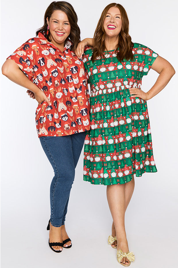 Belle Puppy Christmas Shirt – Puppy Christmas knee length dress