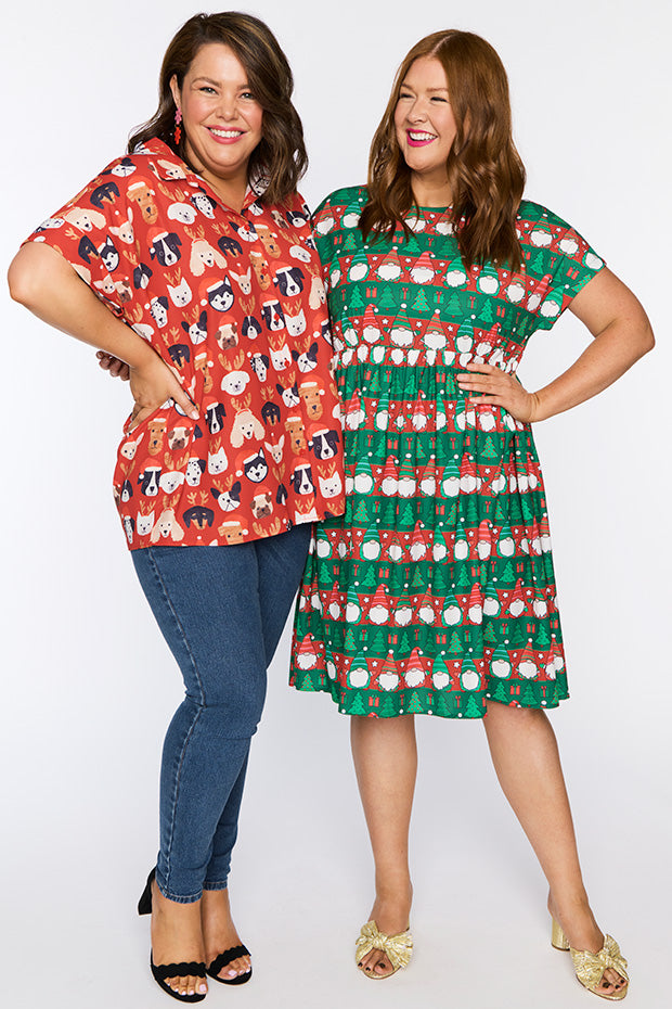 Belle Puppy Christmas Shirt – Puppy Christmas knee length dress
