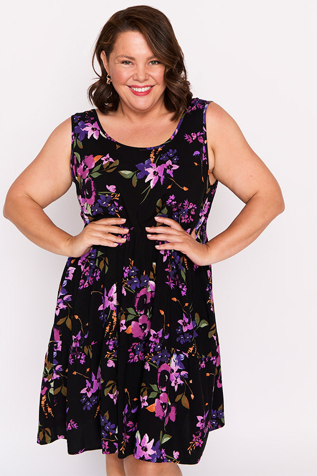 Kiana Night Flower Dress – Night Flower knee length dress