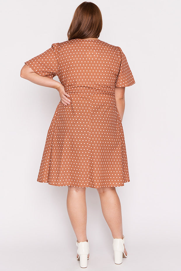 Siena Cotton Mocha Spot Dress – Mocha Spot knee length dress