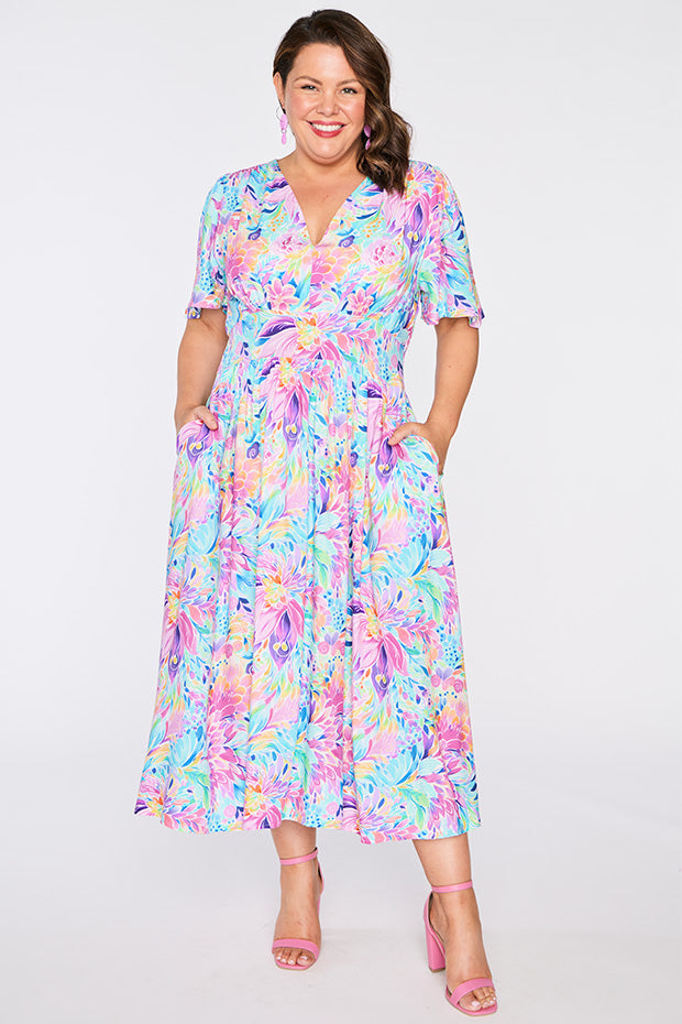 Eloise Rainbow Bloom Dress – Rainbow Bloom midi dress