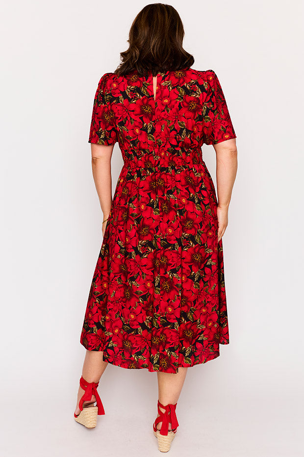 Evie Crimson Christmas Dress – Crimson Christmas midi dress