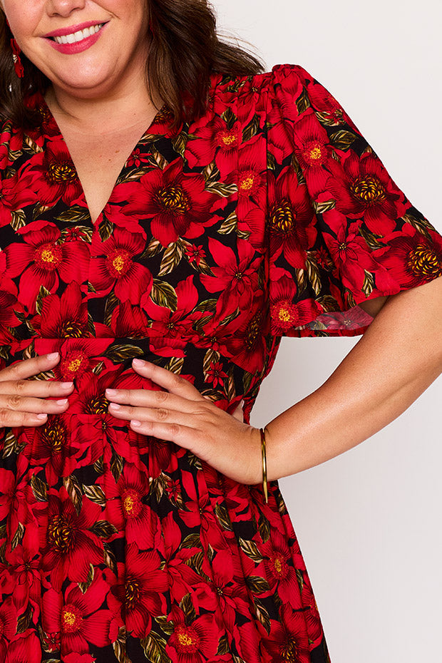 Evie Crimson Christmas Dress – Crimson Christmas midi dress