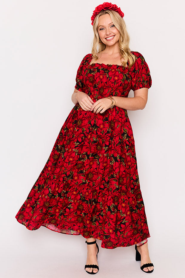 Nina Crimson Christmas Dress – Crimson Christmas maxi dress