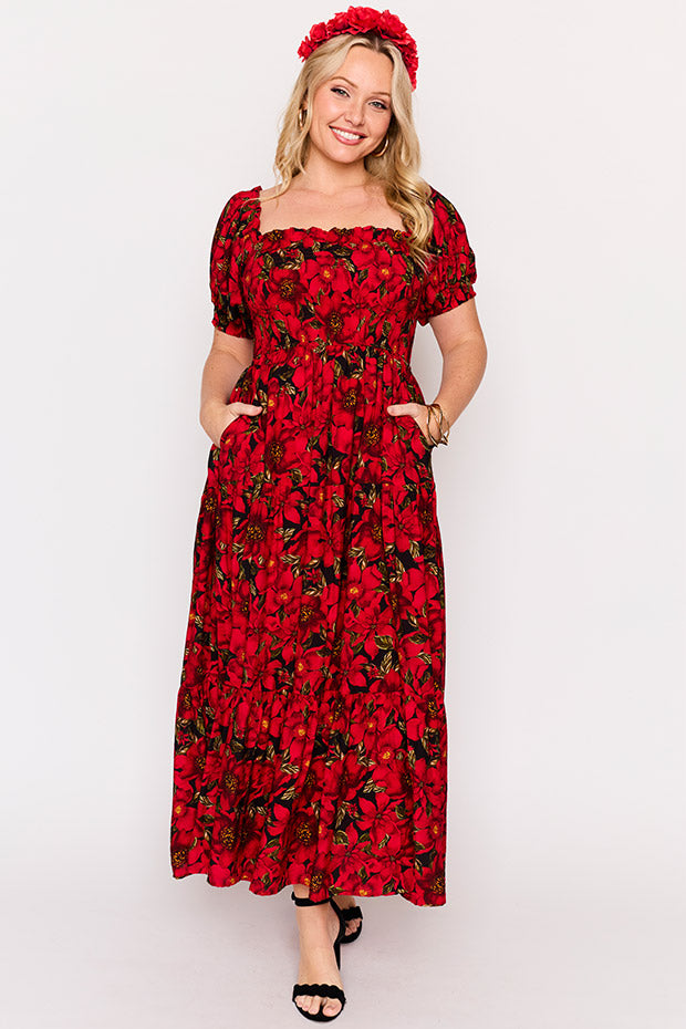 Nina Crimson Christmas Dress – Crimson Christmas maxi dress