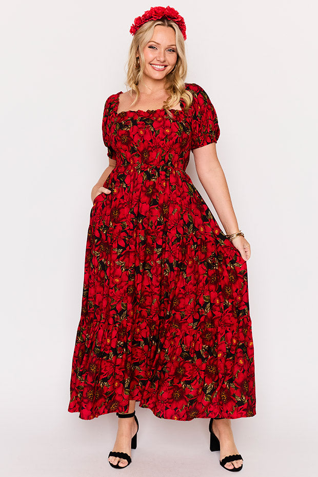 Nina Crimson Christmas Dress – Crimson Christmas maxi dress