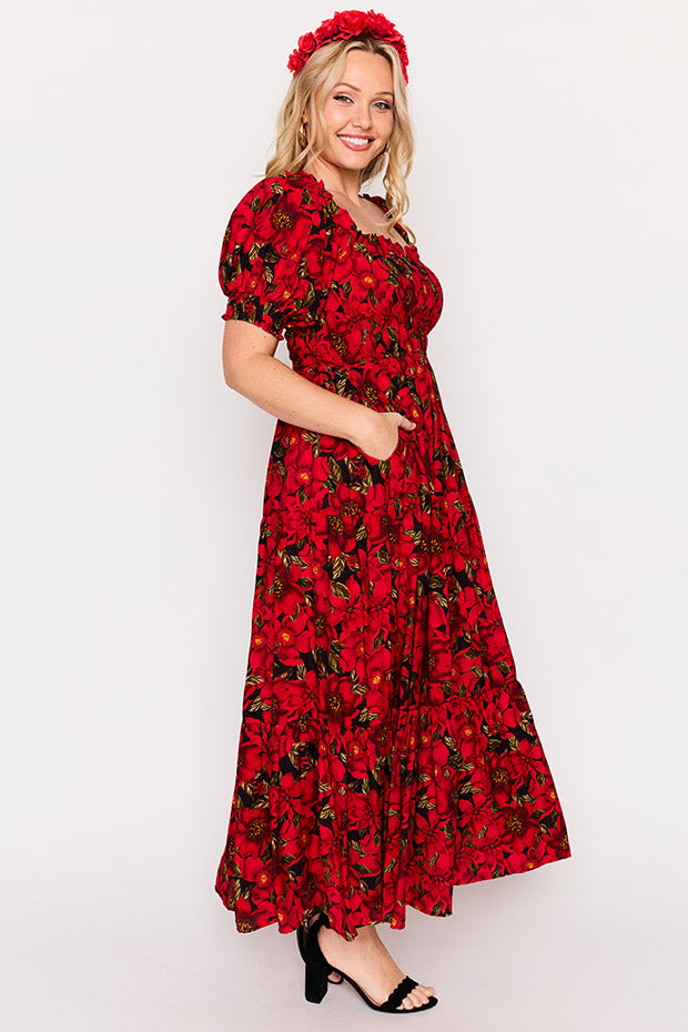 Nina Crimson Christmas Dress – Crimson Christmas maxi dress