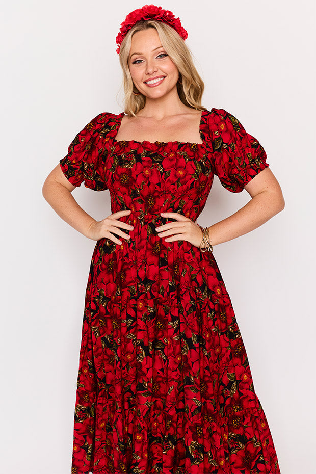 Nina Crimson Christmas Dress – Crimson Christmas maxi dress