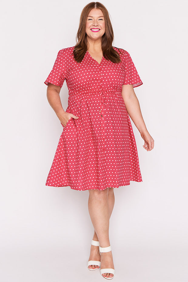 Siena Cotton Cherry Spot Dress – Cherry Spot knee length dress
