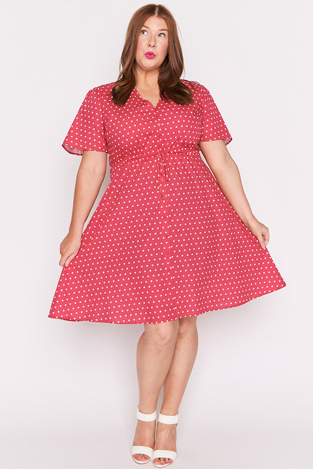 Siena Cotton Cherry Spot Dress – Cherry Spot knee length dress