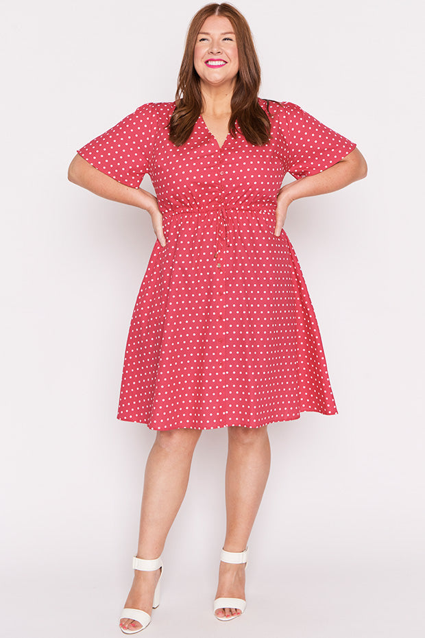 Siena Cotton Cherry Spot Dress – Cherry Spot knee length dress