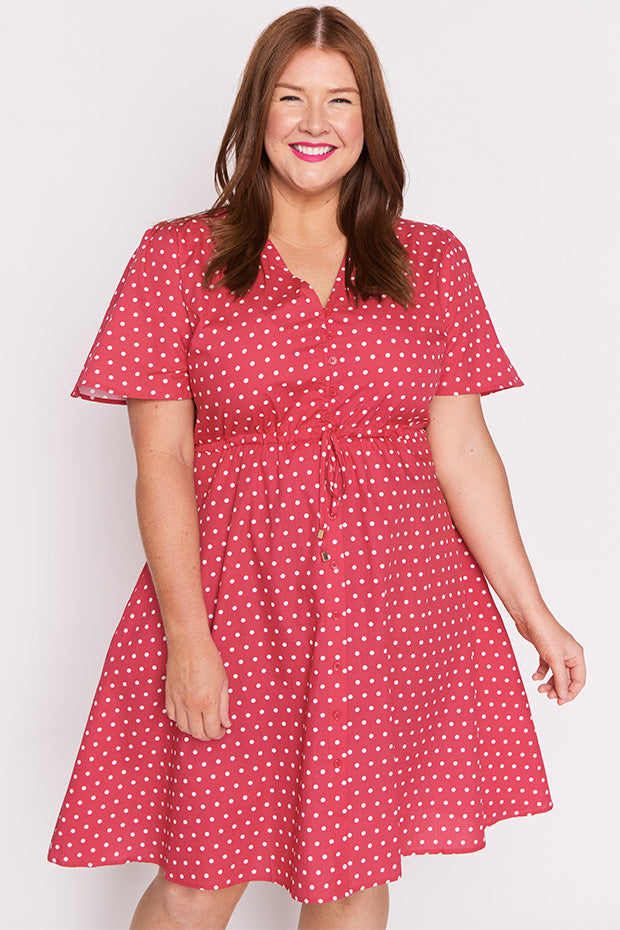 Siena Cotton Cherry Spot Dress – Cherry Spot knee length dress