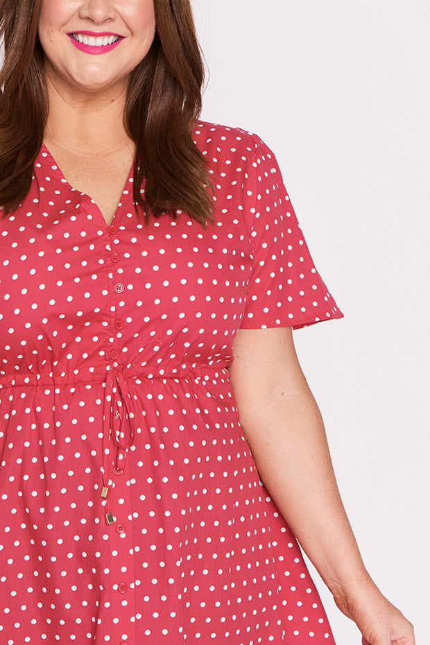 Siena Cotton Cherry Spot Dress – Cherry Spot knee length dress