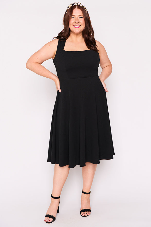 Hazel Black Dress – Black midi dress