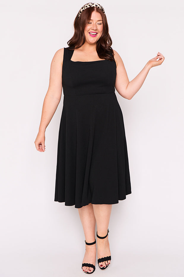 Hazel Black Dress – Black midi dress