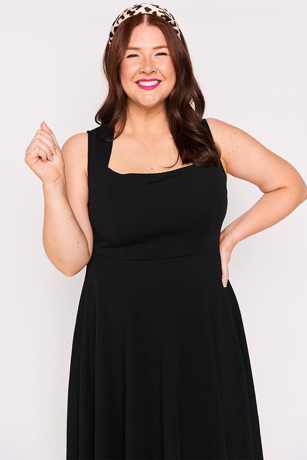 Hazel Black Dress – Black midi dress