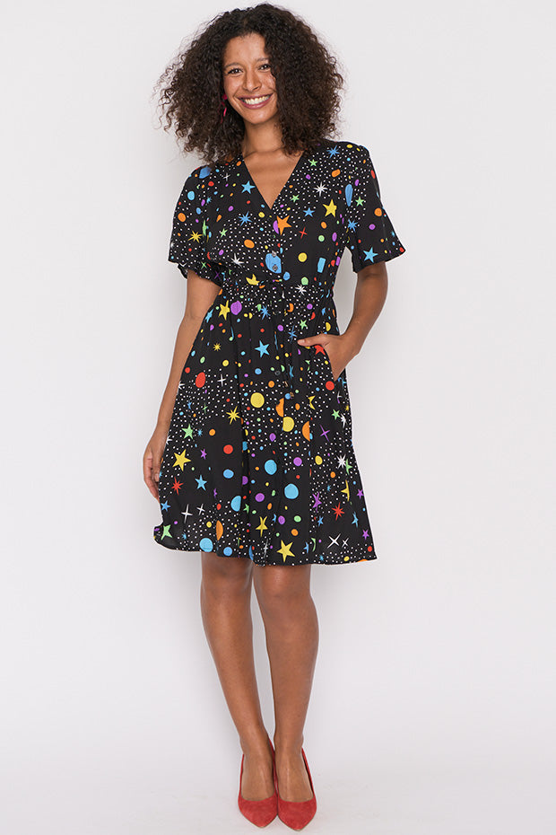 Jaz Galaxy Dress – Galaxy knee length dress