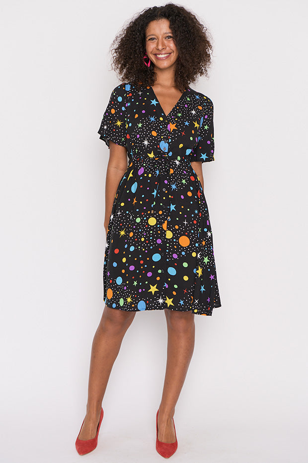 Jaz Galaxy Dress – Galaxy knee length dress