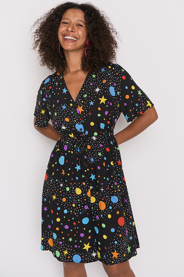 Jaz Galaxy Dress – Galaxy knee length dress