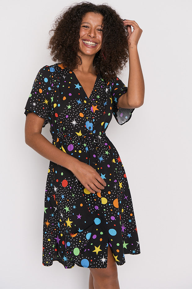 Jaz Galaxy Dress – Galaxy knee length dress