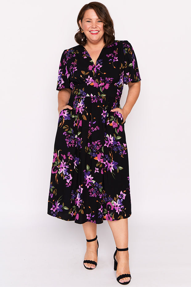 Eloise Night Flower Dress – Night Flower midi dress