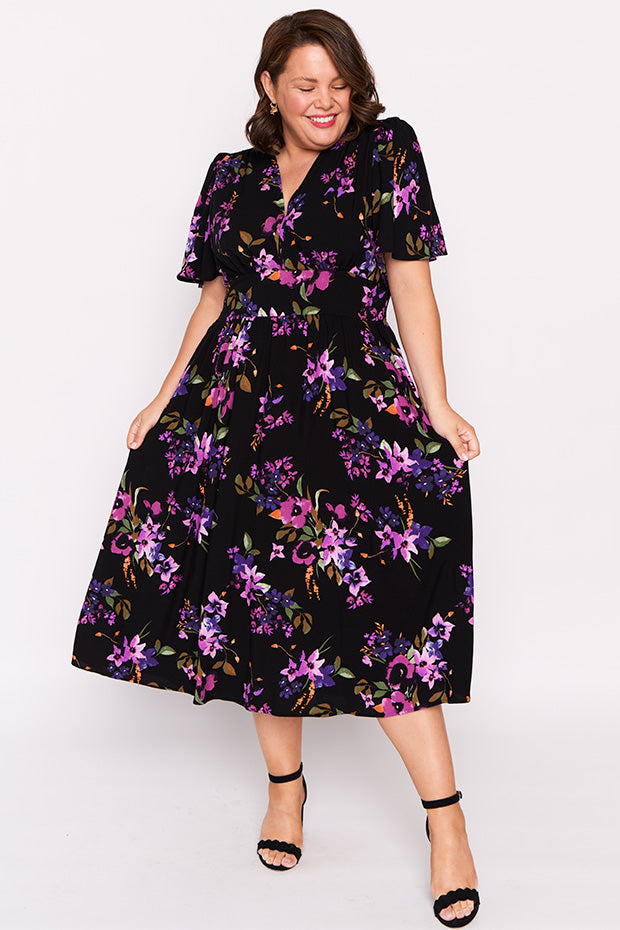 Eloise Night Flower Dress – Night Flower midi dress