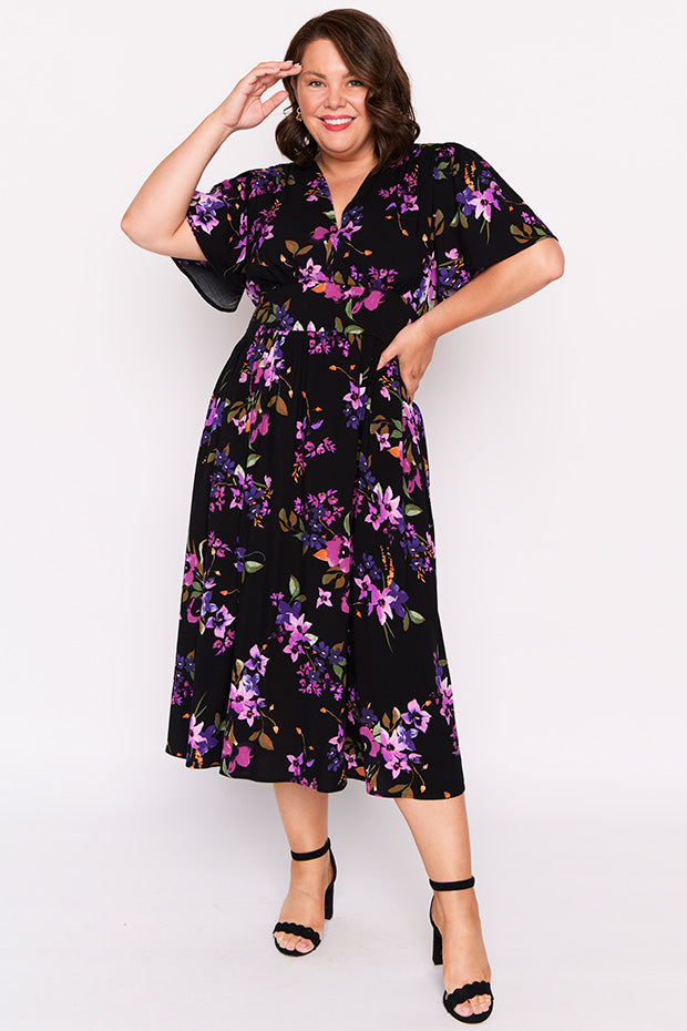 Eloise Night Flower Dress – Night Flower midi dress