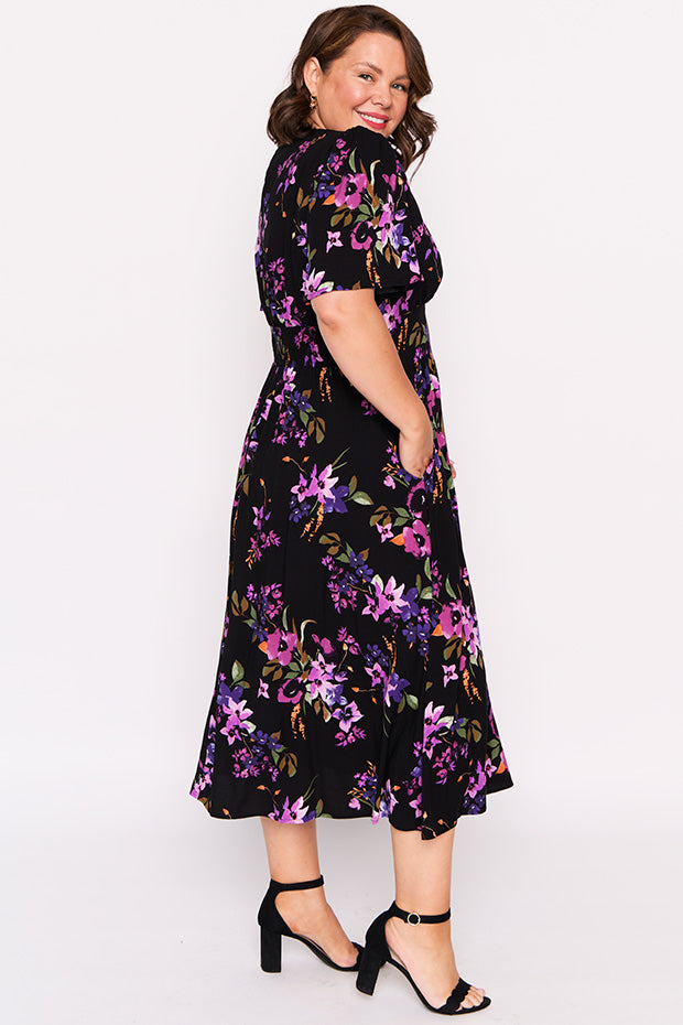 Eloise Night Flower Dress – Night Flower midi dress