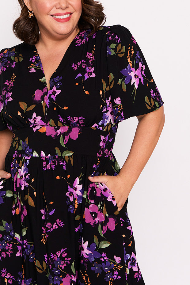 Eloise Night Flower Dress – Night Flower midi dress