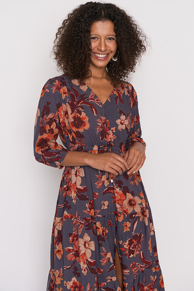 Adeline Cotton Maxi Dress With Striped Print