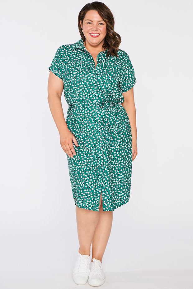 Tessa Green Floral Dress – Green Floral knee length dress