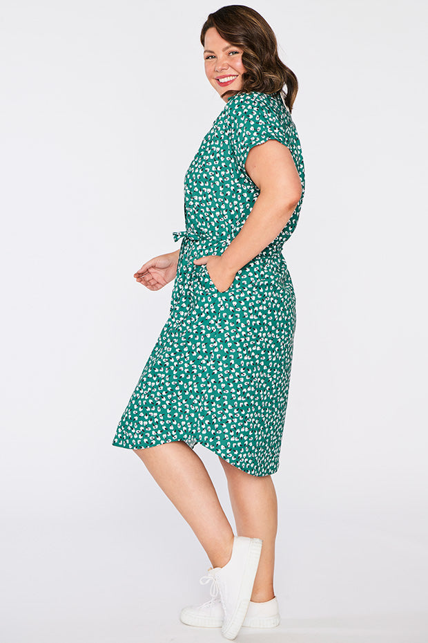 Tessa Green Floral Dress – Green Floral knee length dress