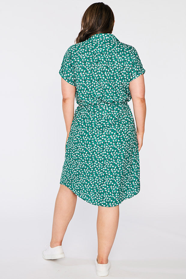 Tessa Green Floral Dress – Green Floral knee length dress