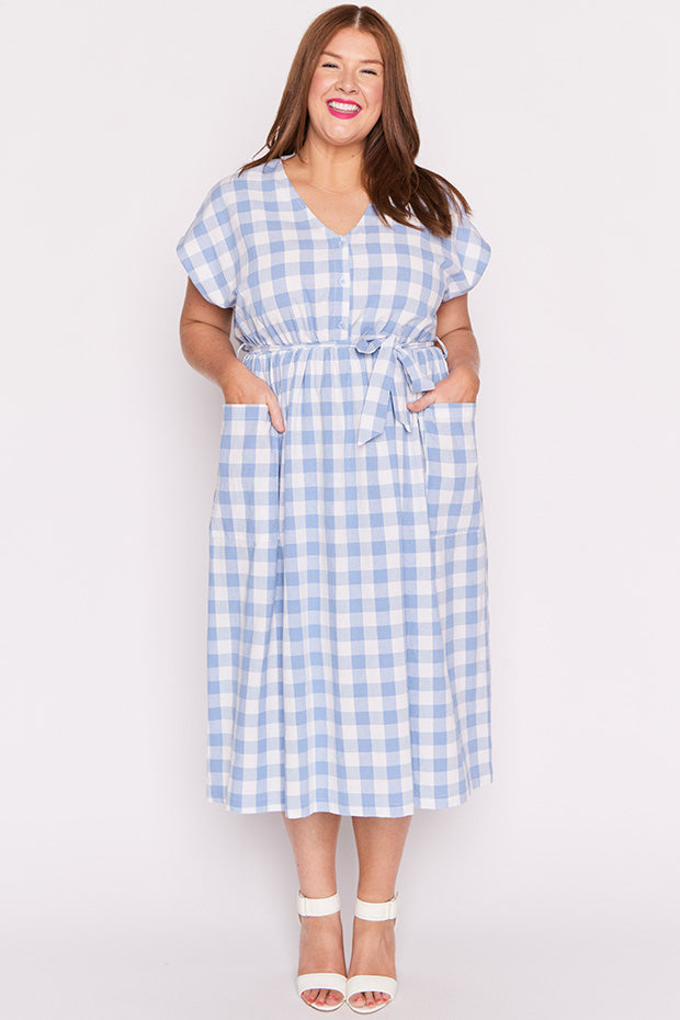 Georgie Blue Gingham Dress – Blue Gingham shirt dress