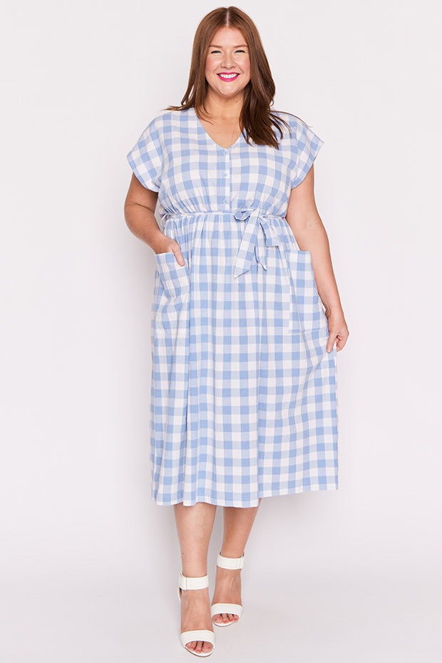 Georgie Blue Gingham Dress – Blue Gingham shirt dress